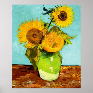 Vincent Van Gogh Drei Sonnenblumen in einer Vase Poster