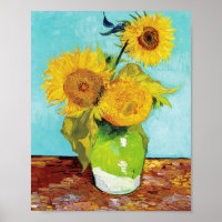 Vincent Van Gogh Drei Sonnenblumen in einer Vase