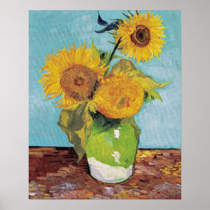 Vincent Van Gogh - Drei Sonnenblumen in einer Vase Poster