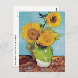 Vincent Van Gogh - Drei Sonnenblumen in einer Vase Postkarte
