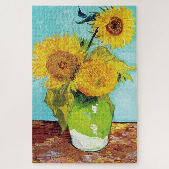 Vincent Van Gogh Drei Sonnenblumen in einer Vase Puzzle (Vertikal)