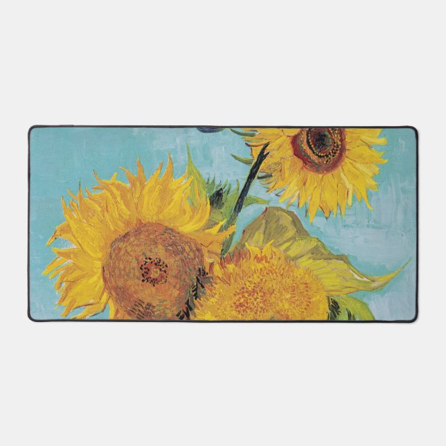 Vincent Van Gogh - Drei Sonnenblumen in einer Vase Schreibtischunterlage (Vorderseite)
