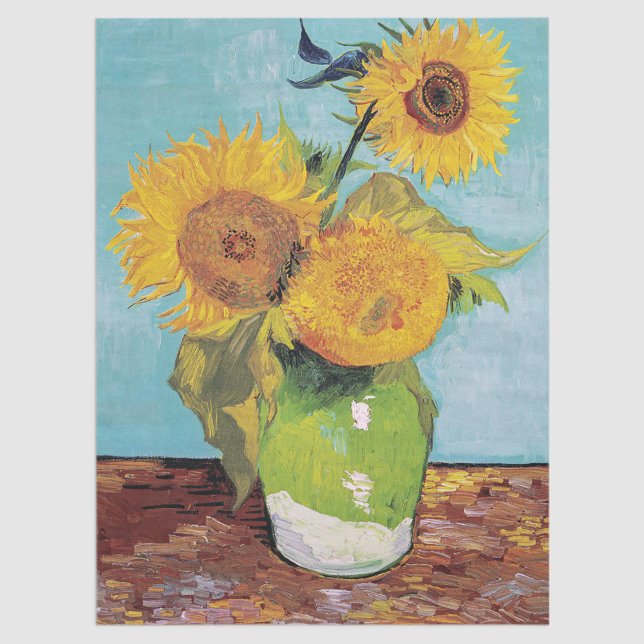 Vincent Van Gogh - Drei Sonnenblumen in einer Vase Seidenpapier (Von Creator hochgeladen)