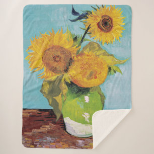 Vincent Van Gogh - Drei Sonnenblumen in einer Vase Sherpadecke