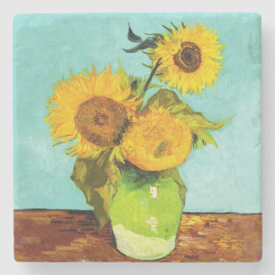 Vincent Van Gogh Drei Sonnenblumen in einer Vase Steinuntersetzer