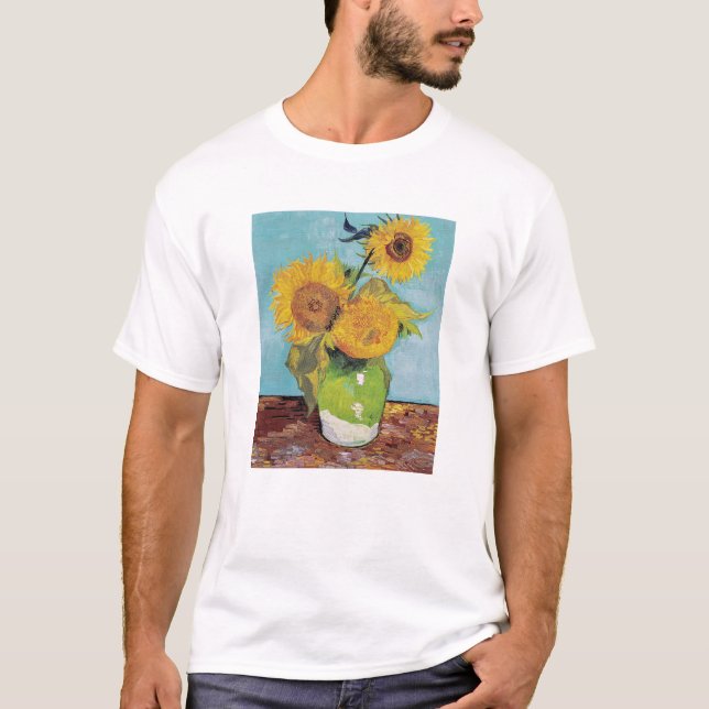 Vincent Van Gogh - Drei Sonnenblumen in einer Vase T-Shirt (Vorderseite)