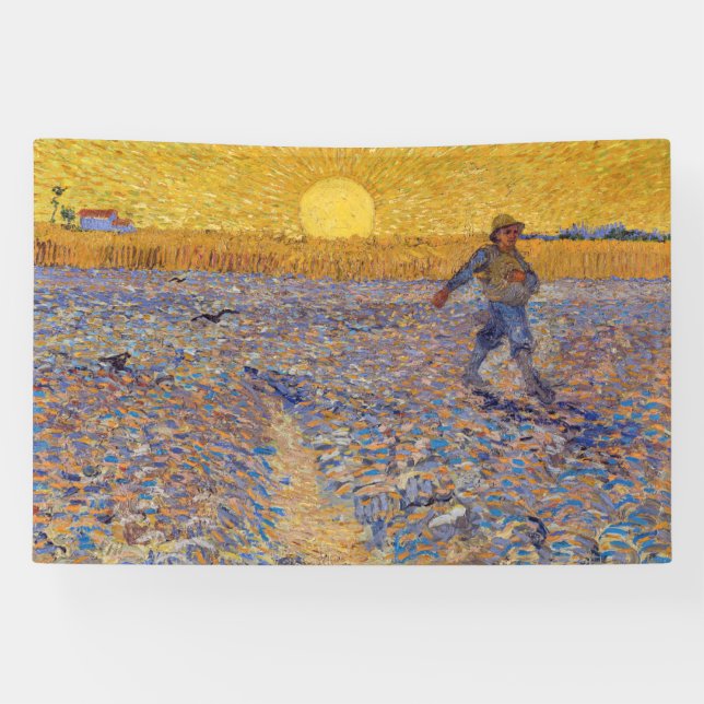 Vincent van Gogh - Dusche mit Setting Sun Banner (Horizontal)