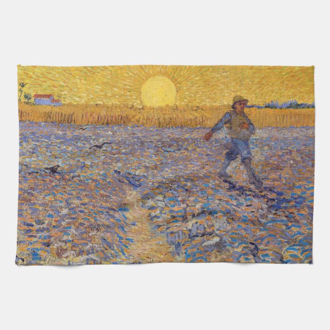Vincent van Gogh - Dusche mit Setting Sun Geschirrtuch (Horizontal)