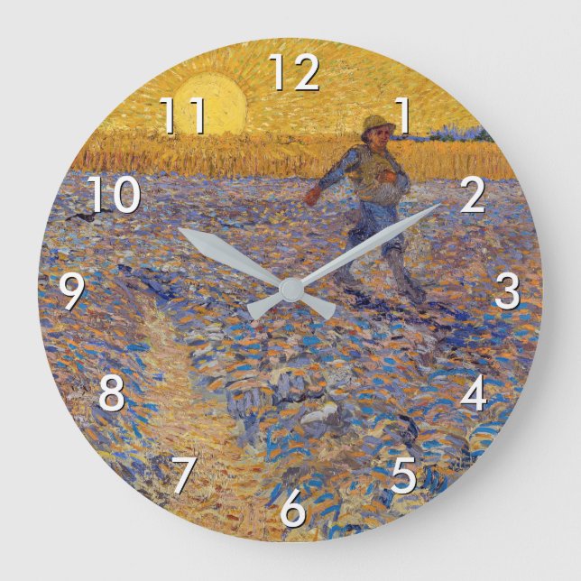 Vincent van Gogh - Dusche mit Setting Sun Große Wanduhr (Vorderseite)
