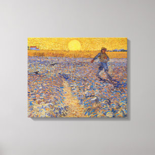 Vincent van Gogh - Dusche mit Setting Sun Leinwanddruck
