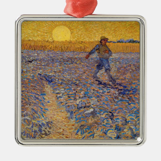Vincent van Gogh - Dusche mit Setting Sun Ornament Aus Metall (Vorne)