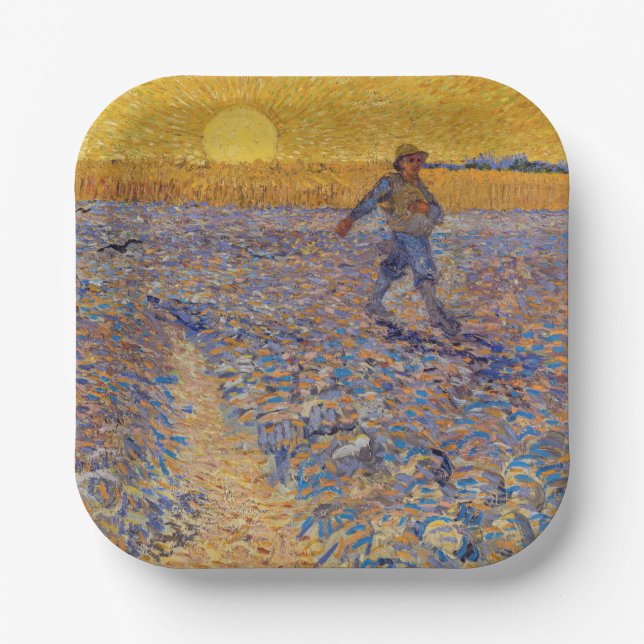 Vincent van Gogh - Dusche mit Setting Sun Pappteller (Vorderseite)