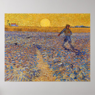 Vincent van Gogh - Dusche mit Setting Sun Poster