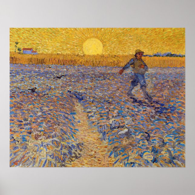 Vincent van Gogh - Dusche mit Setting Sun Poster (Vorne)