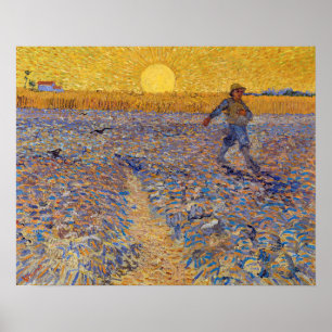 Vincent van Gogh - Dusche mit Setting Sun Poster