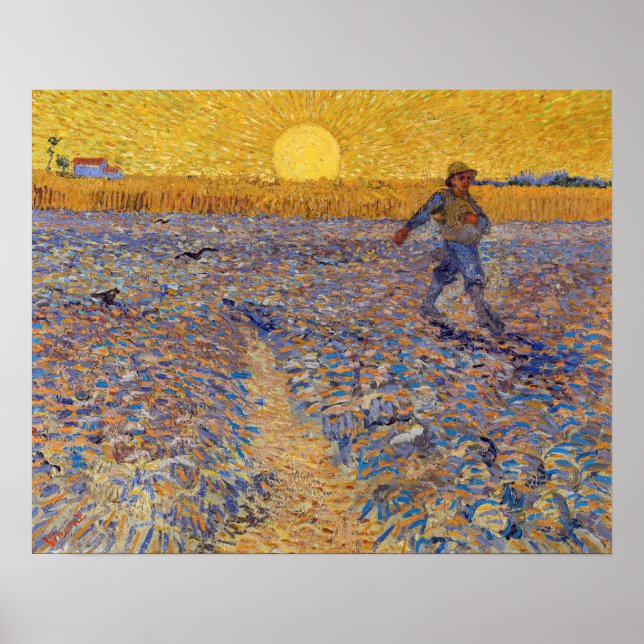 Vincent van Gogh - Dusche mit Setting Sun Poster (Vorne)