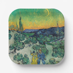 Vincent van Gogh - Ein Spaziergang in der Dämmerun Pappteller
