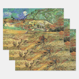 Vincent van Gogh - Eingefriedetes Weizenfeld mit B Geschenkpapier Set