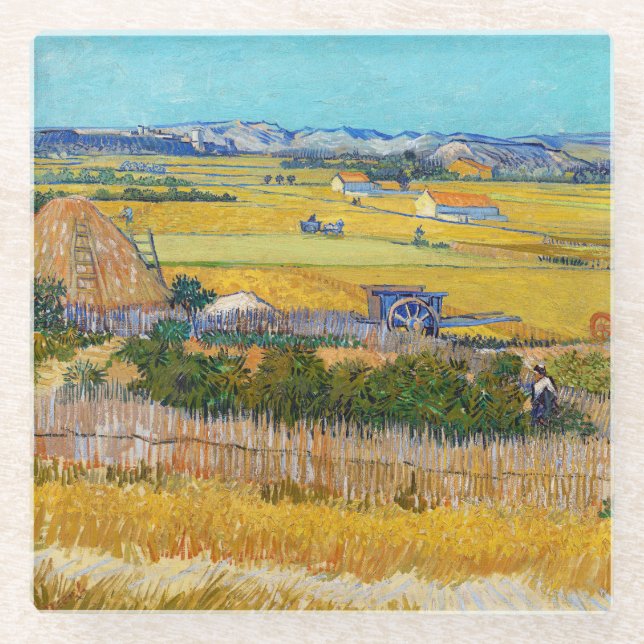 Vincent van Gogh - Ernte bei La Crau Glasuntersetzer (Vorderseite)