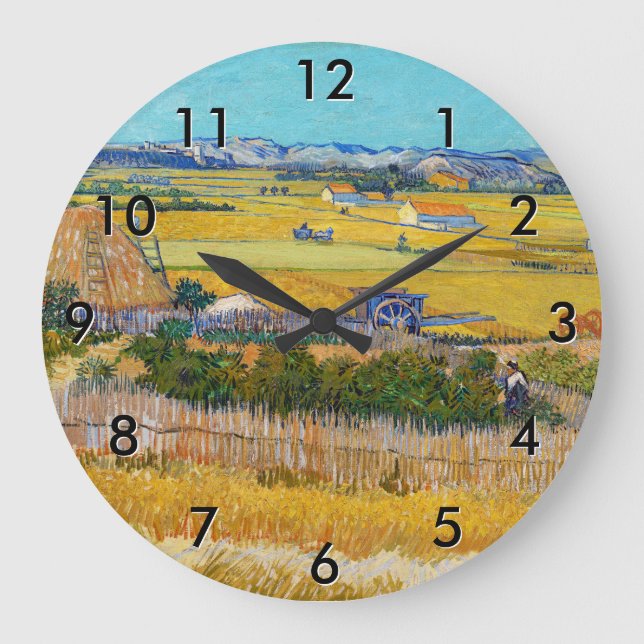 Vincent van Gogh - Ernte bei La Crau Große Wanduhr (Vorderseite)