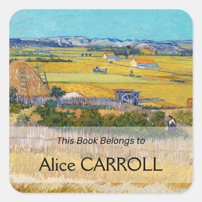 Vincent van Gogh - Ernte bei La Crau Quadratischer Aufkleber (Vorderseite)