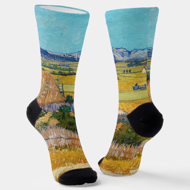 Vincent van Gogh - Ernte bei La Crau Socken (Gewinkelt)