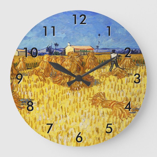 Vincent van Gogh - Ernte in der Provence Große Wanduhr (Vorderseite)