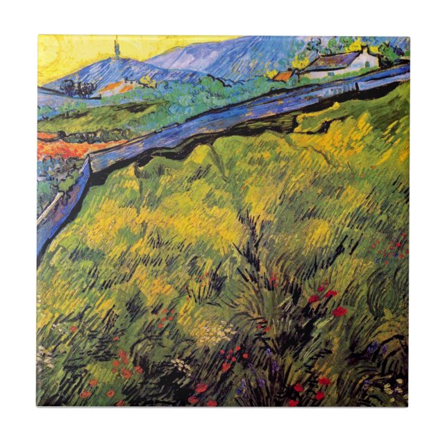 Vincent Van Gogh - Feld der Frühlingsweide Fliese (Vorderseite)