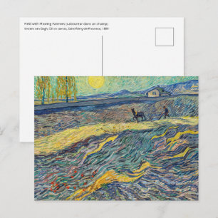 Vincent van Gogh - Feld mit pflügenden Bauern Postkarte