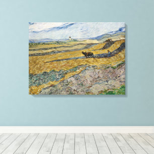Vincent Van Gogh, Feld mit Plowman Leinwanddruck