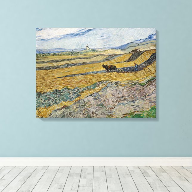 Vincent Van Gogh, Feld mit Plowman Leinwanddruck (Insitu (Holzboden))