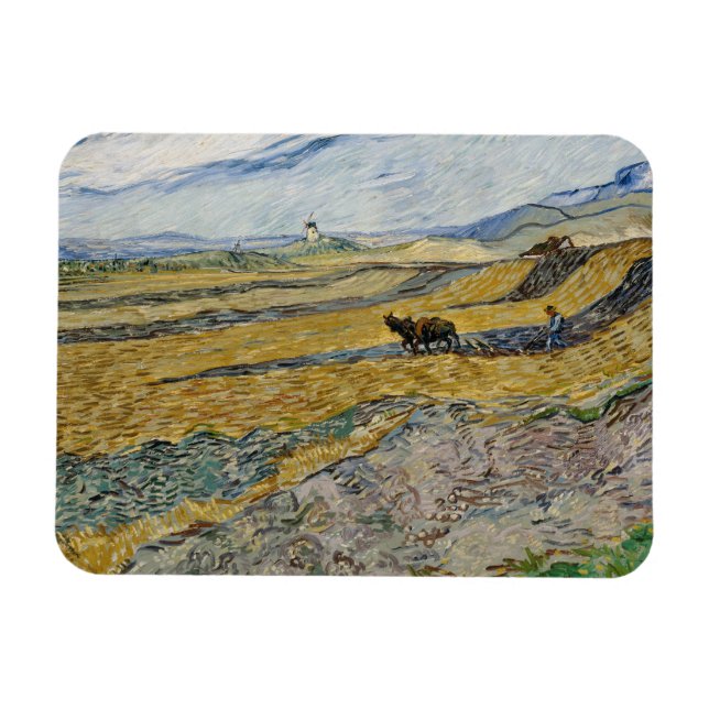 Vincent Van Gogh, Feld mit Plowman Magnet (Horizontal)