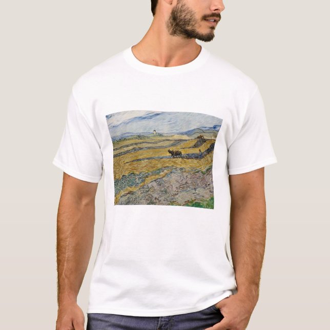 Vincent Van Gogh, Feld mit Plowman T-Shirt (Vorderseite)