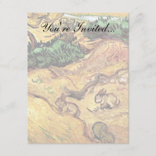 Vincent Van Gogh - Feld mit zwei Kaninchen Fine Ar Einladung
