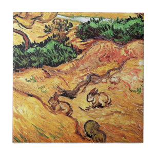 Vincent Van Gogh - Feld mit zwei Kaninchen Kunstfe Fliese