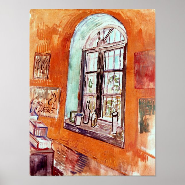 Vincent Van Gogh - Fenster von Vincent's Studio Poster (Vorne)