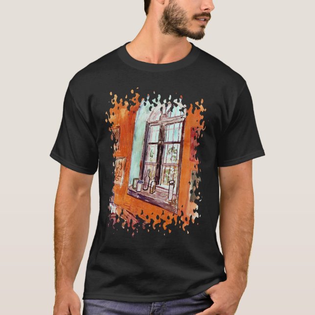 Vincent Van Gogh - Fenster von Vincent's Studio T-Shirt (Vorderseite)