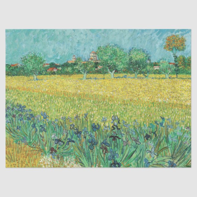 Vincent van Gogh - Field with Irises near Arles Seidenpapier (Vorderseite)