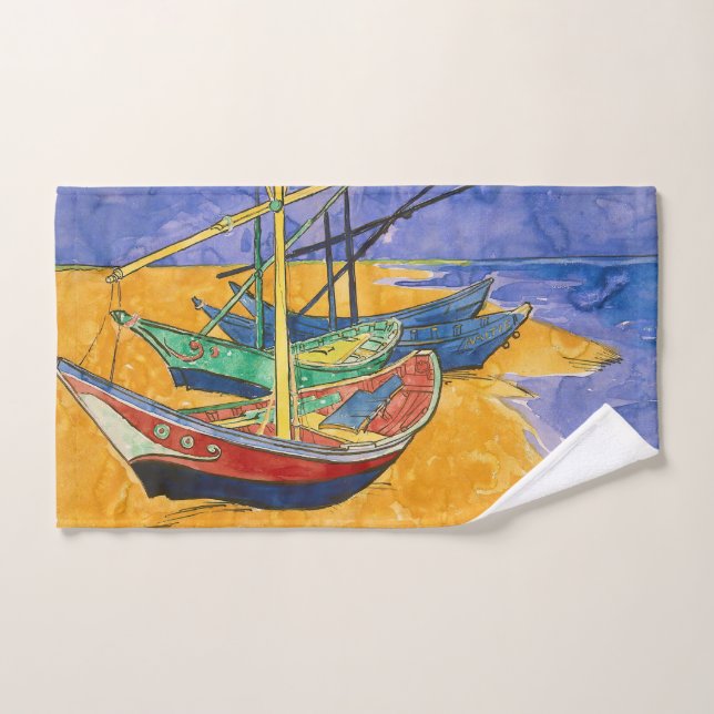 Vincent van Gogh - Fischerboote am Strand Badhandtuch Set (Handtuch)