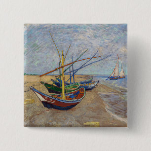 Vincent van Gogh - Fischerboote am Strand Button