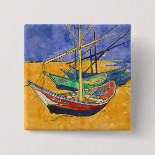 Vincent van Gogh - Fischerboote am Strand Button