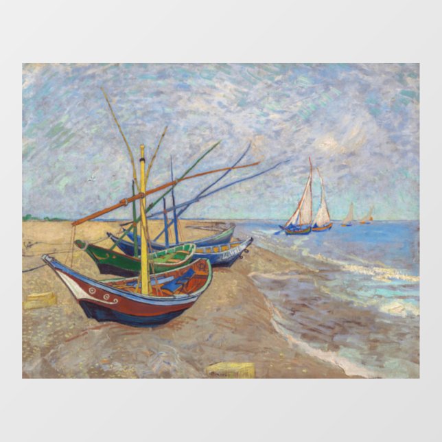 Vincent van Gogh - Fischerboote am Strand Fensteraufkleber (Blatt)