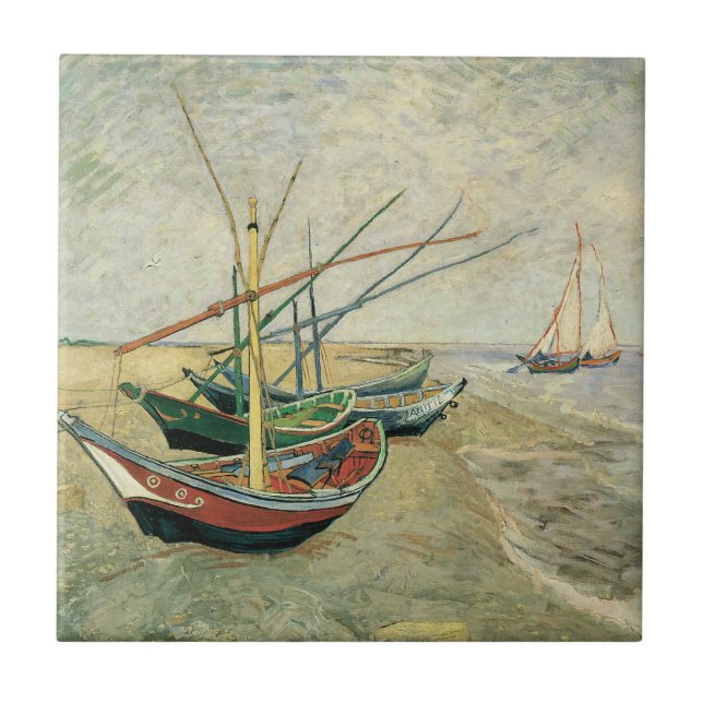 Vincent van Gogh - Fischerboote am Strand Fliese (Vorderseite)