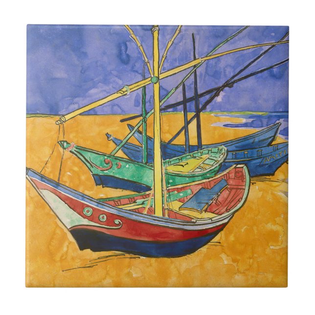 Vincent van Gogh - Fischerboote am Strand Fliese (Vorderseite)