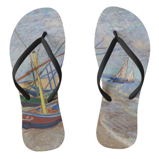 Vincent van Gogh - Fischerboote am Strand Flip Flops (Fußbett)
