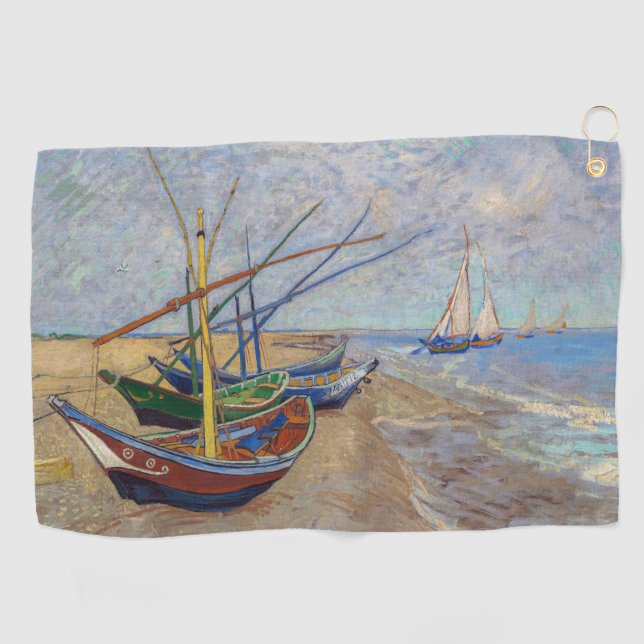 Vincent van Gogh - Fischerboote am Strand Golfhandtuch (Horizontal)