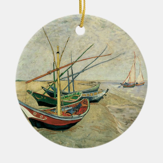 Vincent van Gogh - Fischerboote am Strand Keramik Ornament (Vorne)