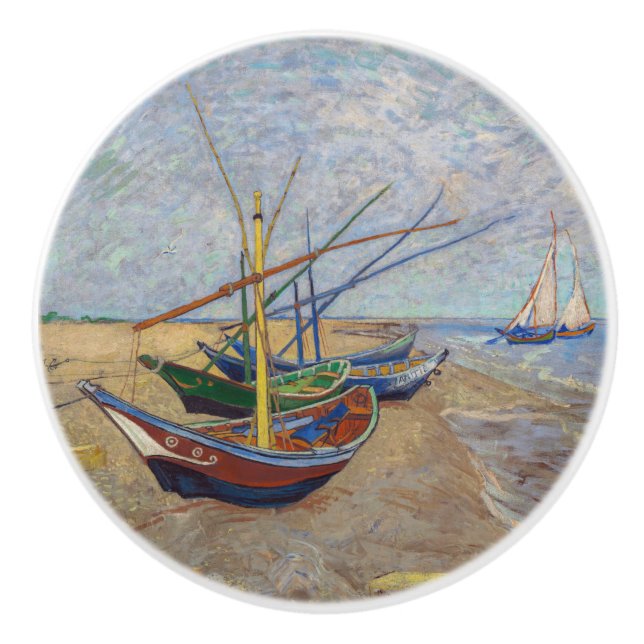 Vincent van Gogh - Fischerboote am Strand Keramikknauf (Vorderseite)