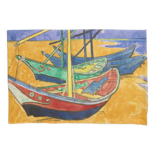 Vincent van Gogh - Fischerboote am Strand Kissenbezug