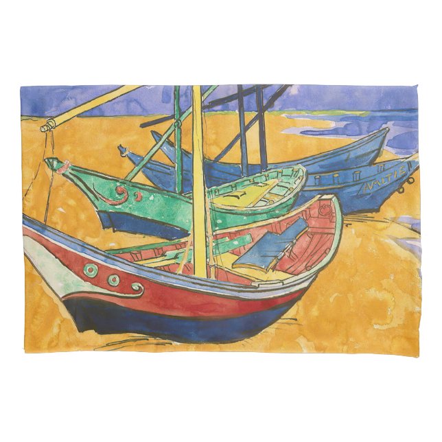 Vincent van Gogh - Fischerboote am Strand Kissenbezug (Vorderseite)